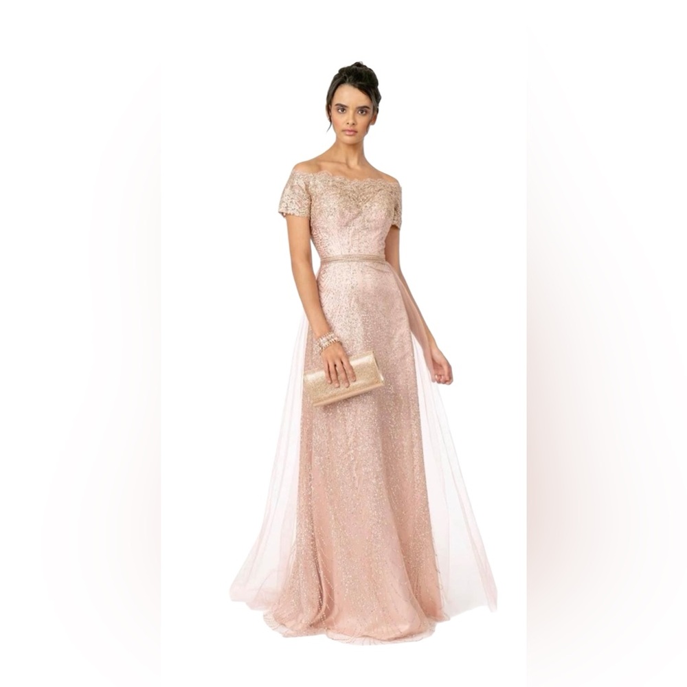 Gold One-Shoulder Sequin Evening Gown